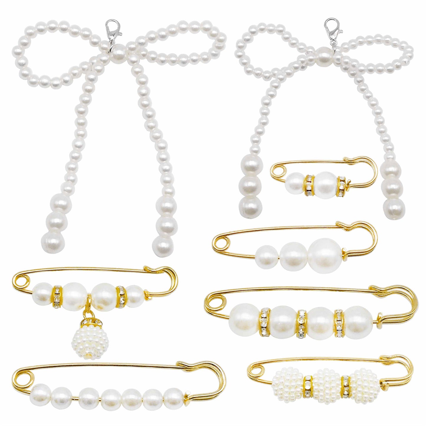 16PCS Mixed Shoe & Sock Charm Set - Plastic Pearl Bowknot with Lobster Clasp, Gold Buckle Pins with Imitation Pearl - Footwear Decoration Jewelry Making Accessories