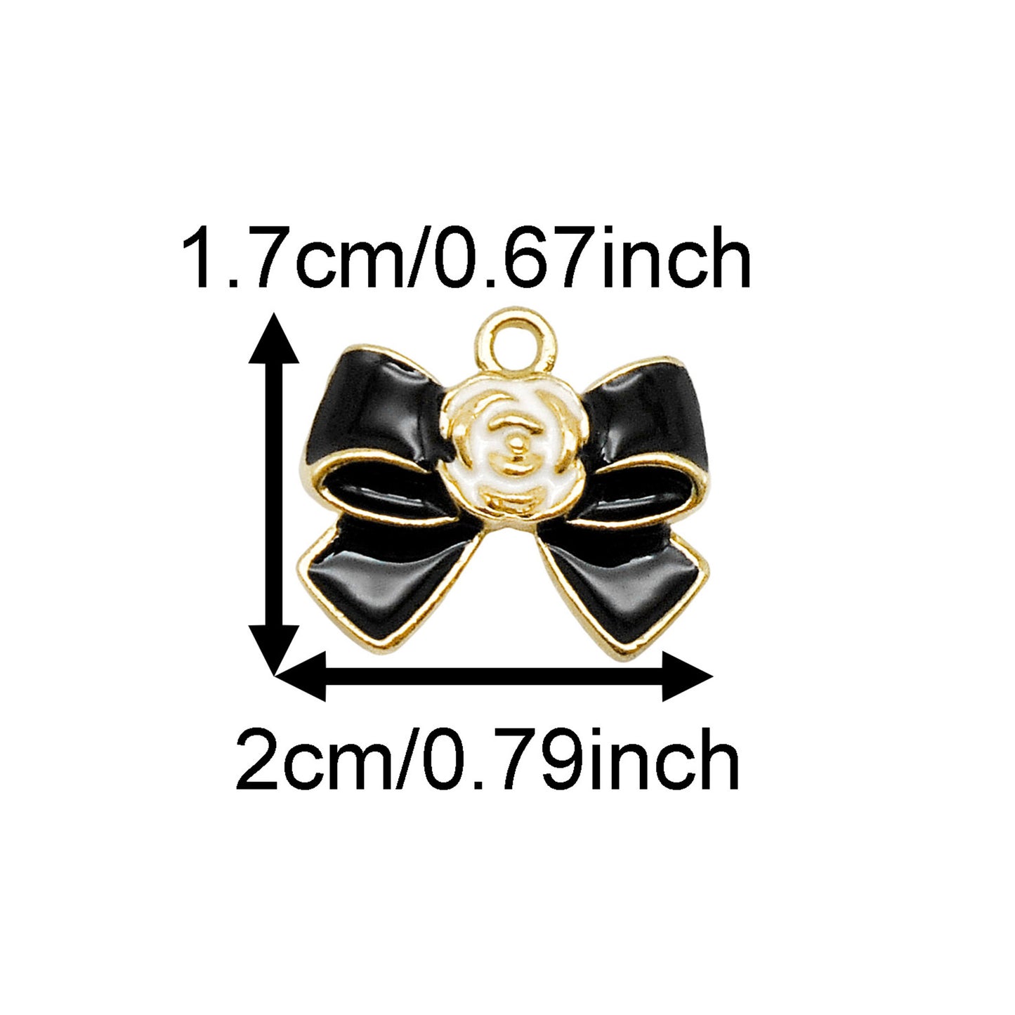 8PCS 17*20mm Black & White Enamel Flower Bow Charms Alloy Bowknot Pendants for Jewelry Necklace Bracelet Earring Making Accessories Keychains Decor DIY Crafts Supplies