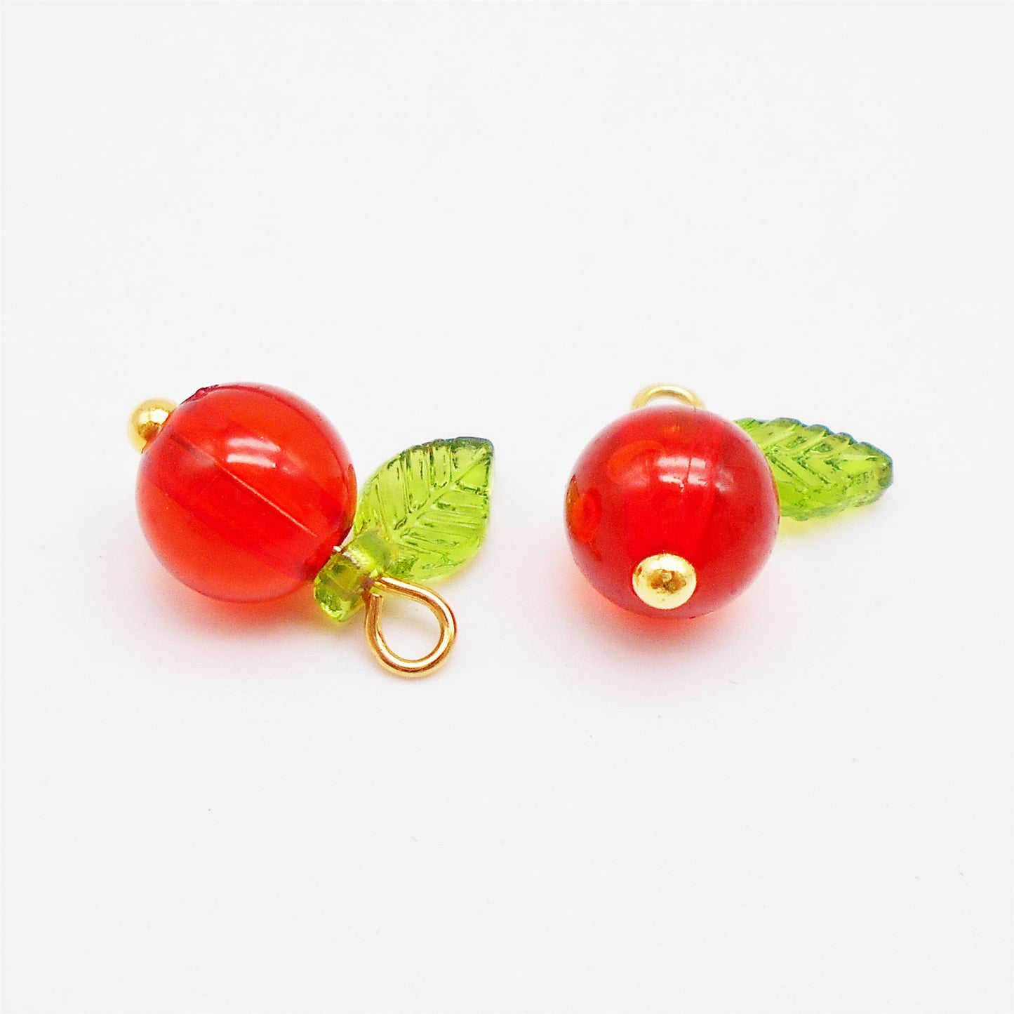 10PCS 14*11mm Red Plastic Cherry Charms with Green Leaf, 3D Fruit Dangle for Pendant Jewelry Making DIY Pendant Necklace Bracelet Crafts Supplies