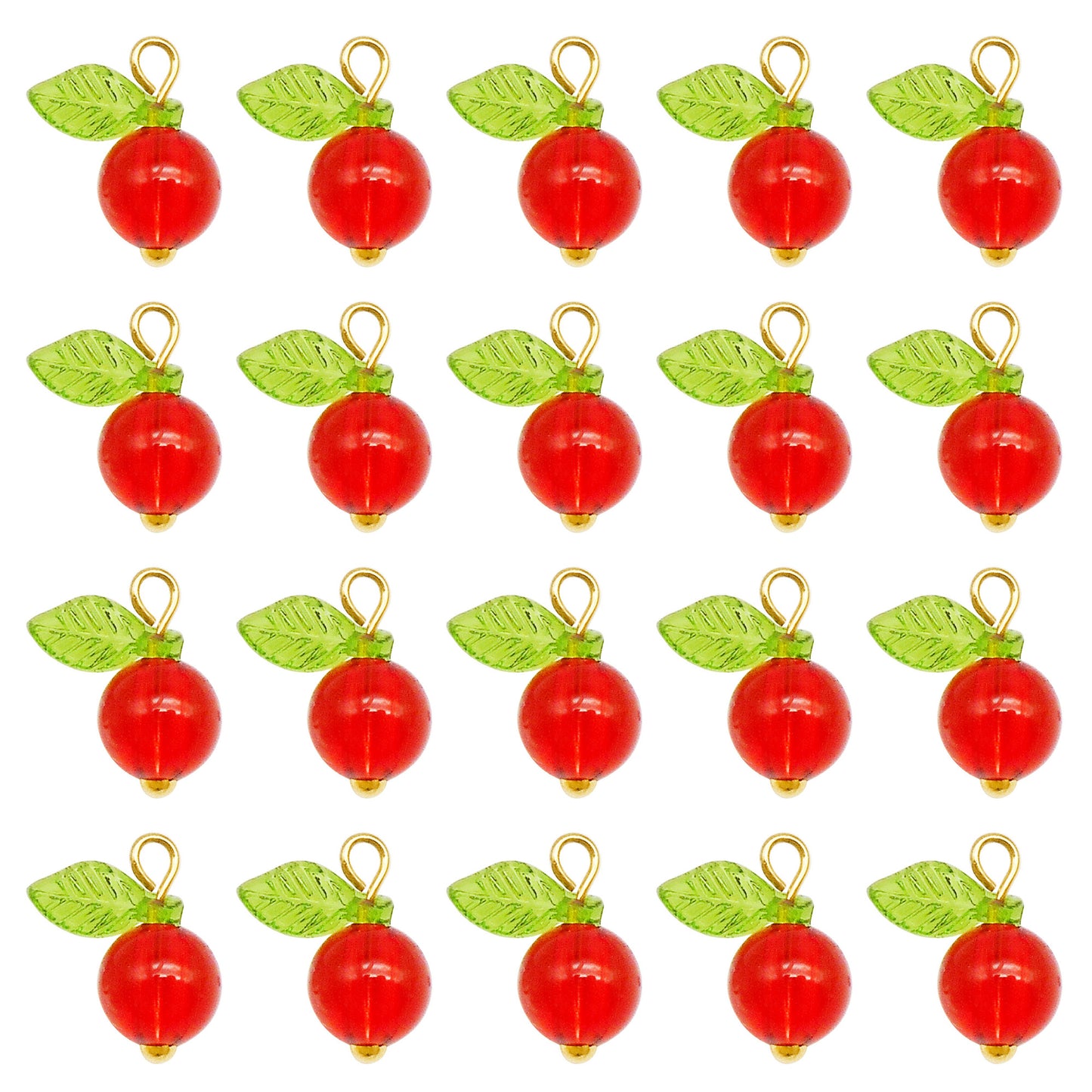 10PCS 14*11mm Red Plastic Cherry Charms with Green Leaf, 3D Fruit Dangle for Pendant Jewelry Making DIY Pendant Necklace Bracelet Crafts Supplies