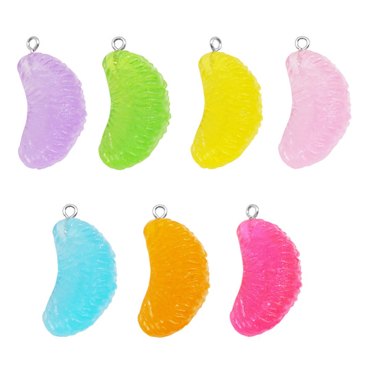 1pc 17*15*34mm Random Color 3D Tangerine Charms Acrylic Fruit Orange Pendants for Necklace Bracelet Earring Making DIY Crafts Keychain Keyring Decor