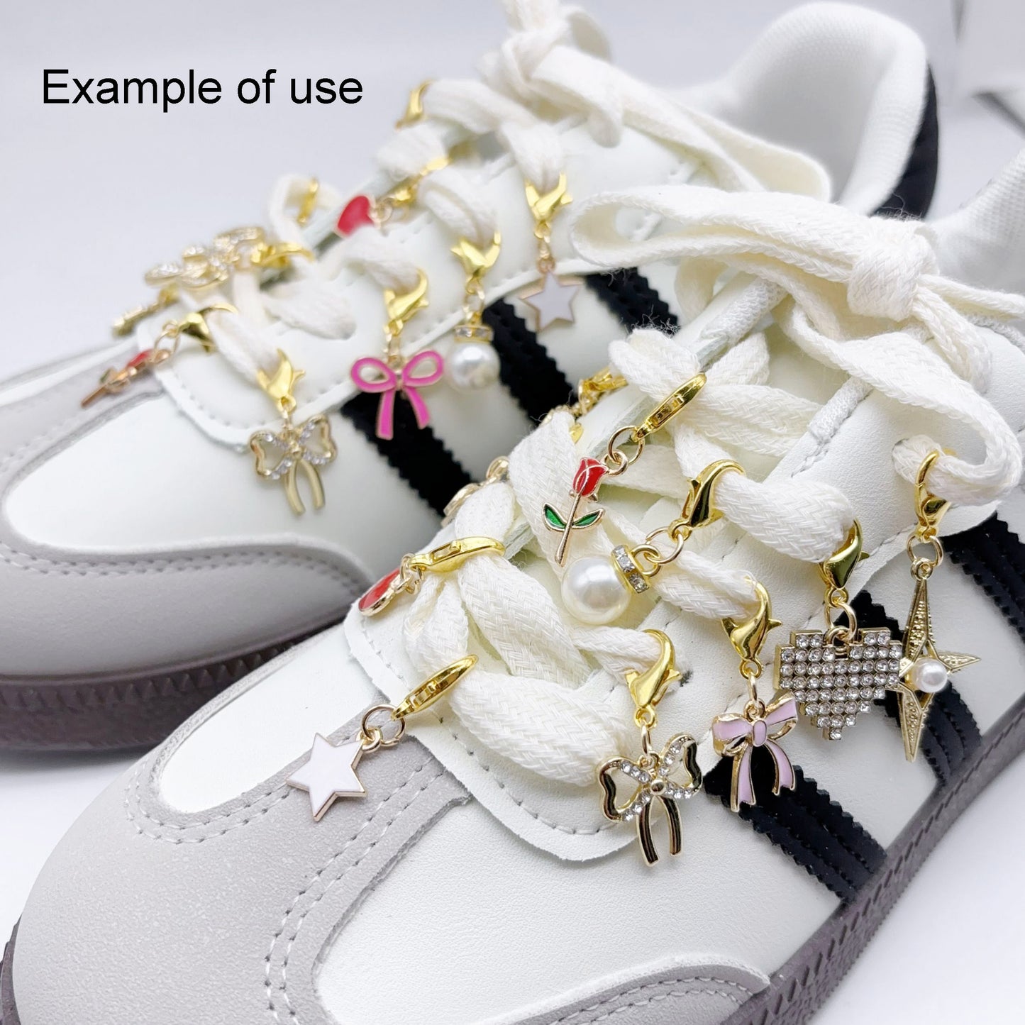 10pairs Mixed Alloy Star Heart Charms with Lobster Clasp Rhinestones Bowknot Enamel Bow Pendants for Shoes Bags Decor