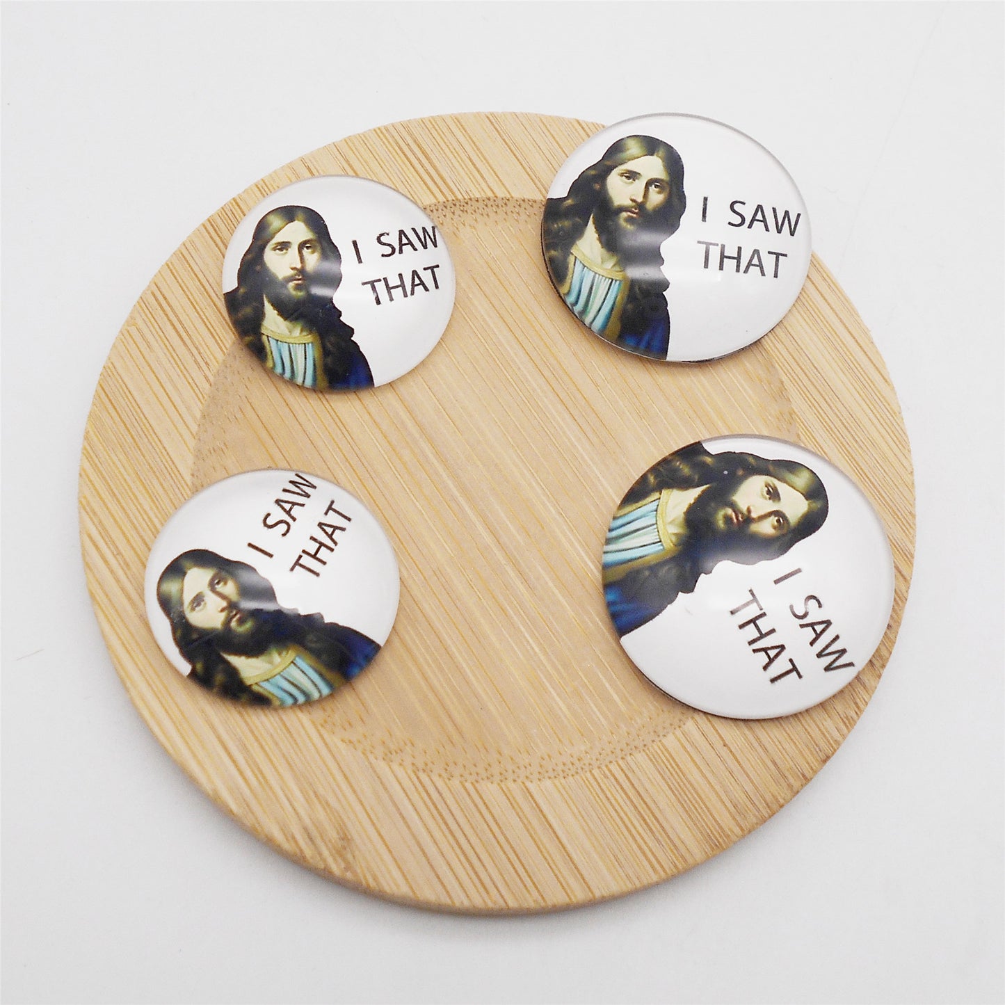 10pcs 25/30mm Character Portrait Embellishment Flat Back 'I SAW THAT' Cabochons Glass Crafts for Jewelry Making Keychain Decor