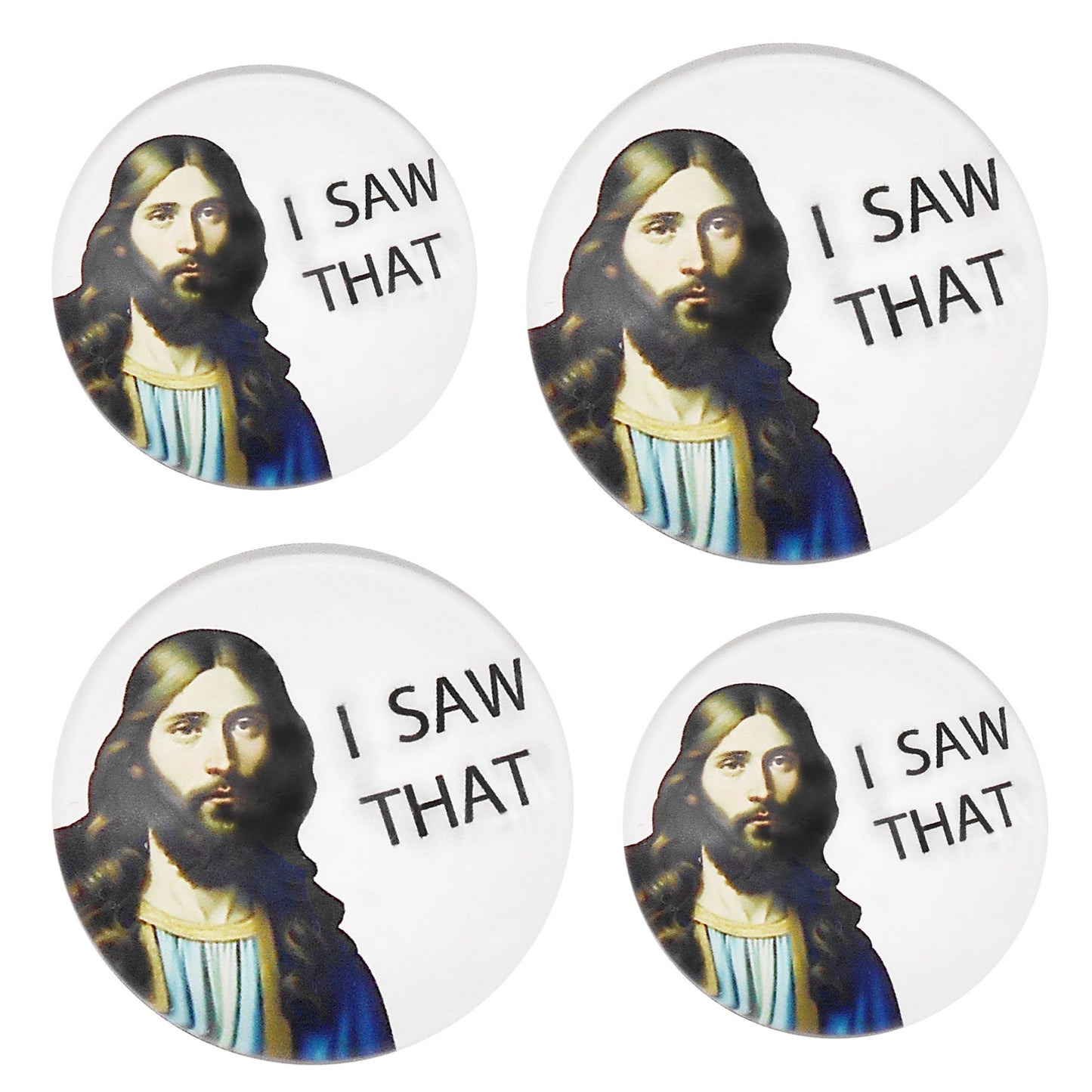 10pcs 25/30mm Character Portrait Embellishment Flat Back 'I SAW THAT' Cabochons Glass Crafts for Jewelry Making Keychain Decor