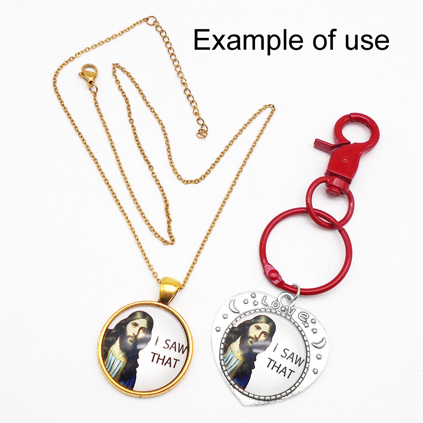 10pcs 25/30mm Character Portrait Embellishment Flat Back 'I SAW THAT' Cabochons Glass Crafts for Jewelry Making Keychain Decor