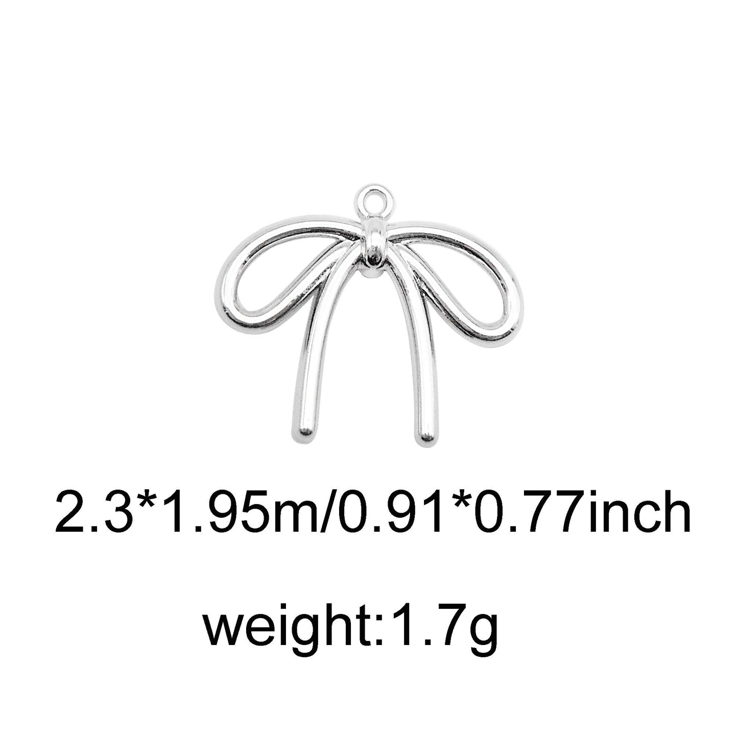 1/10/11/21pcs Colorfast Metal Alloy Bow Charms Light Gold&Silver Color Bowknot Pendants for Necklace Bracelet Earring Jewelry Making Accessories