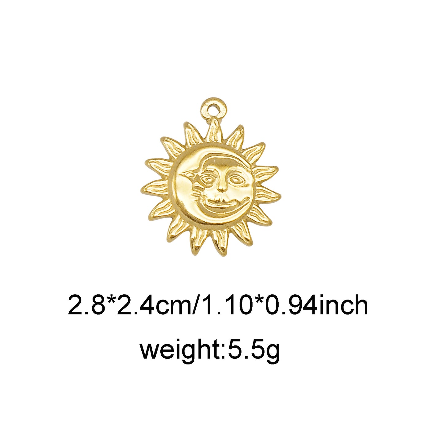 1 Piece Chic Gold Tone Star Charms Stainless Steel Sun Moon Pendants for Necklace Bracelet Earring Making DIY Jewelry Craft Decor