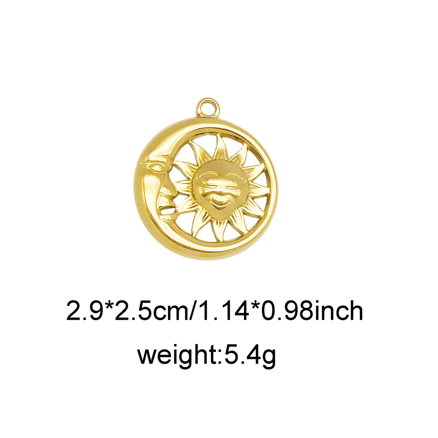 1 Piece Chic Gold Tone Star Charms Stainless Steel Sun Moon Pendants for Necklace Bracelet Earring Making DIY Jewelry Craft Decor