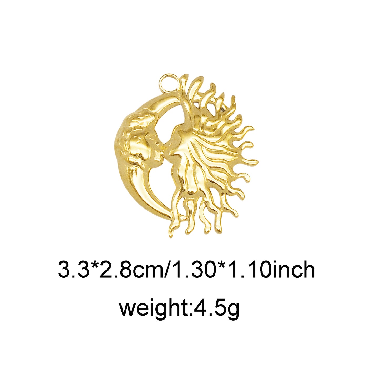 1 Piece Chic Gold Tone Star Charms Stainless Steel Sun Moon Pendants for Necklace Bracelet Earring Making DIY Jewelry Craft Decor