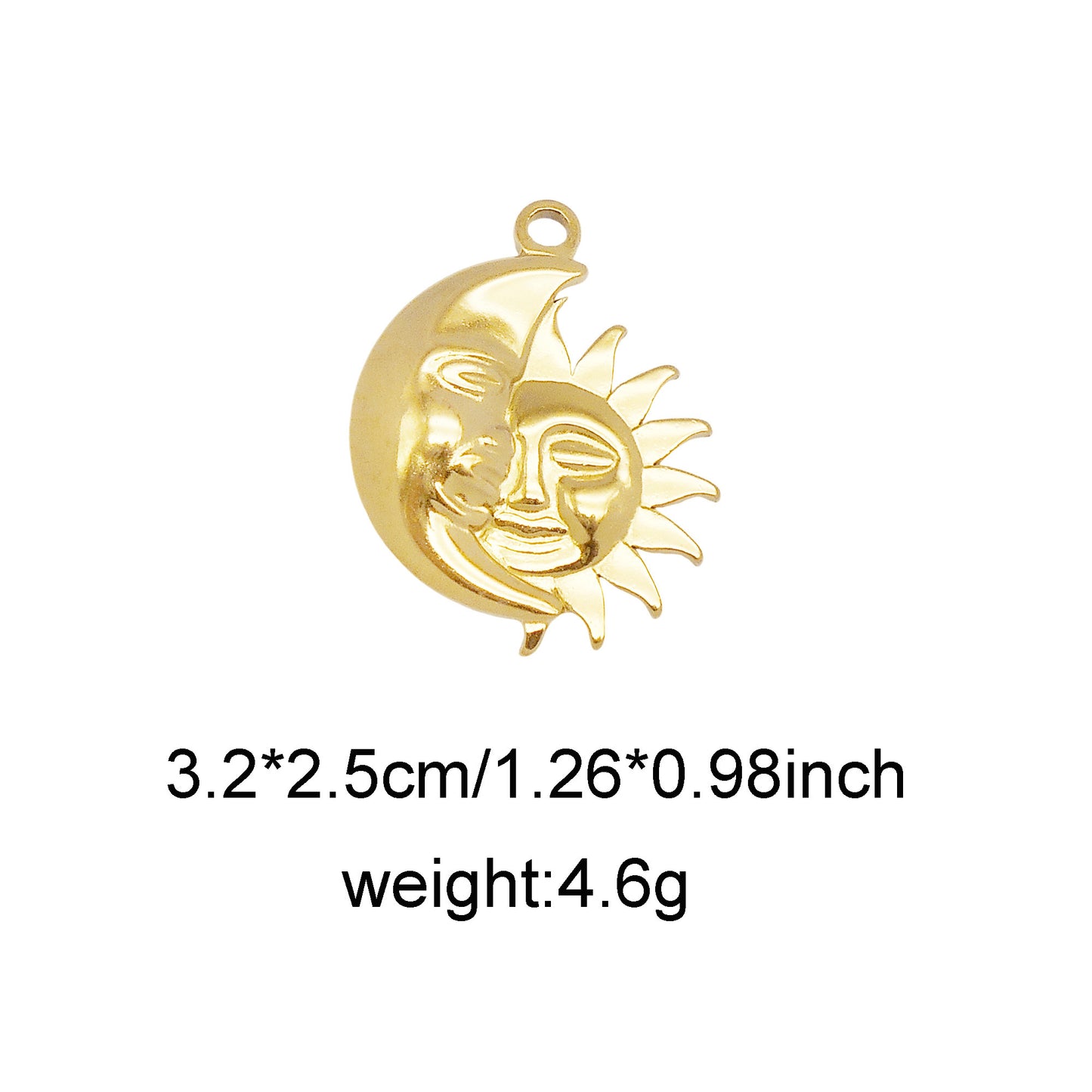 1 Piece Chic Gold Tone Star Charms Stainless Steel Sun Moon Pendants for Necklace Bracelet Earring Making DIY Jewelry Craft Decor