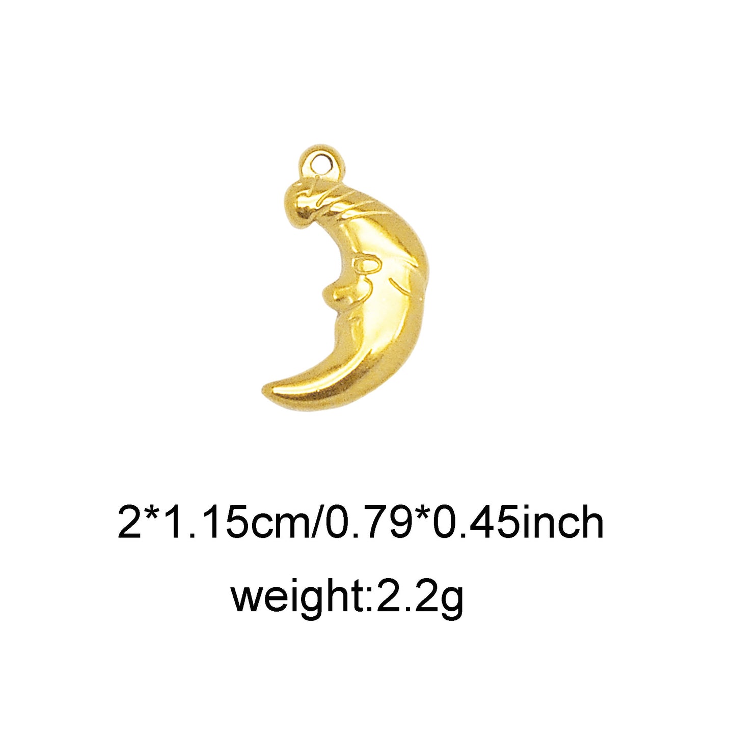 1 Piece Chic Gold Tone Star Charms Stainless Steel Sun Moon Pendants for Necklace Bracelet Earring Making DIY Jewelry Craft Decor