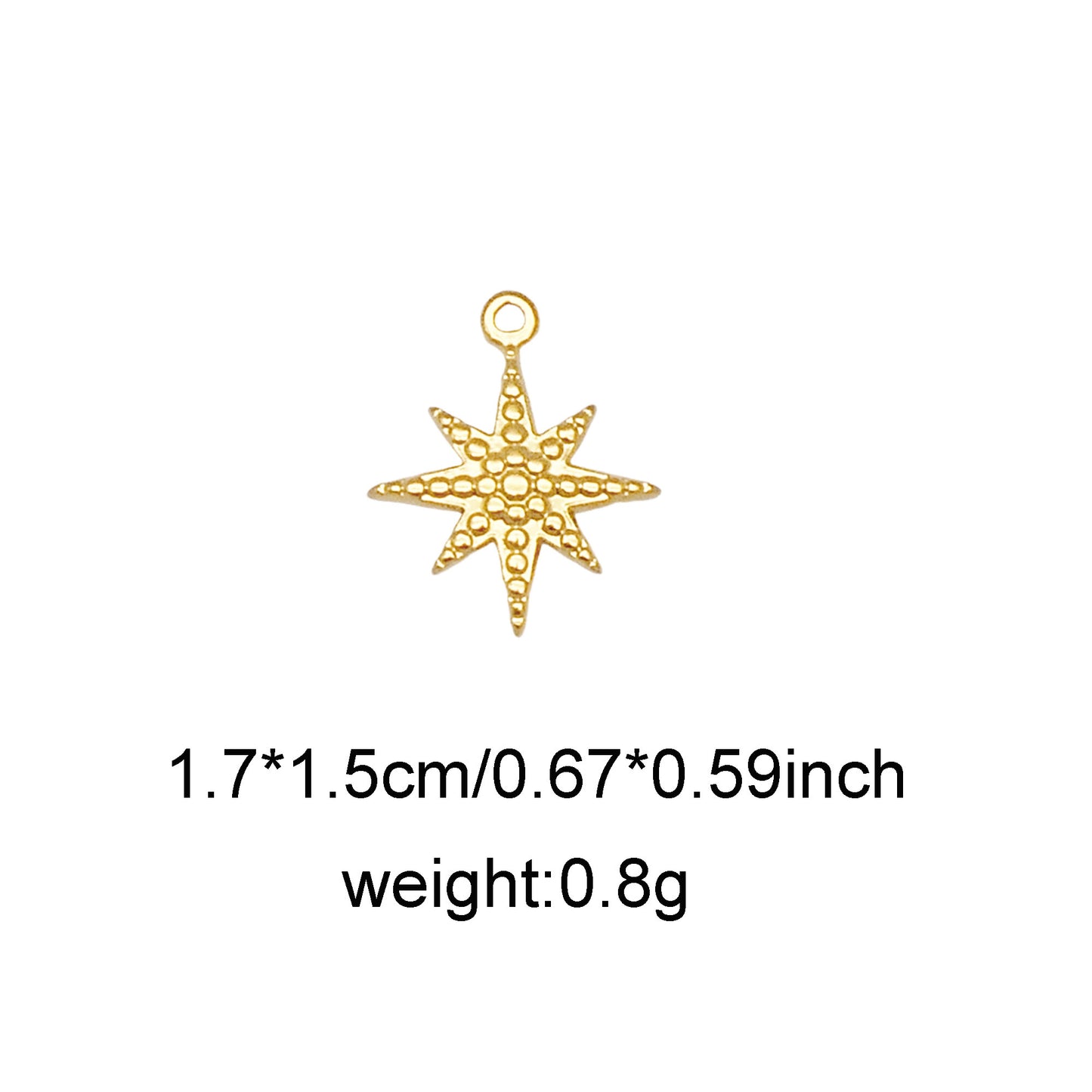 1 Piece Chic Gold Tone Star Charms Stainless Steel Sun Moon Pendants for Necklace Bracelet Earring Making DIY Jewelry Craft Decor