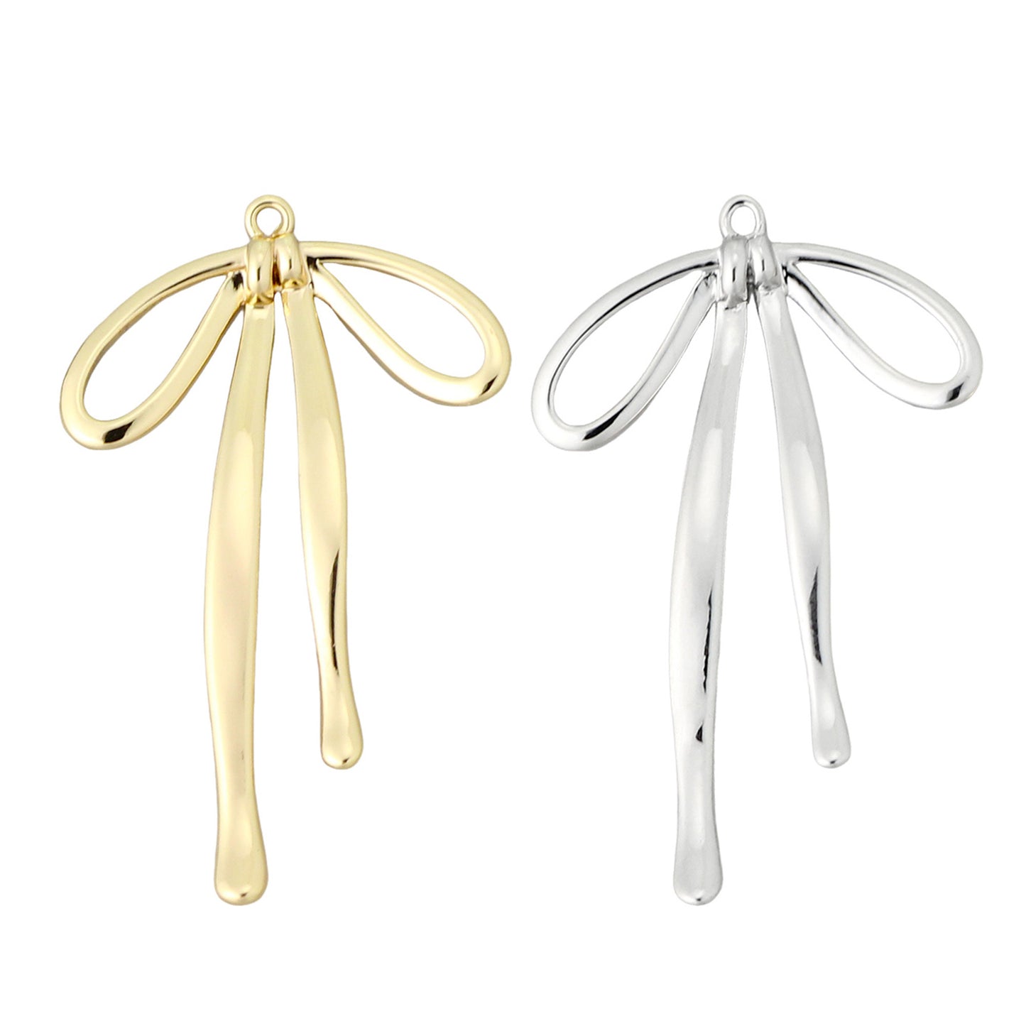 1 Piece 33x21mm Quality Plated Gold & Silver Color Bow Charms Brass Bowknot Pendants for Earring Necklace Bracelet Making DIY Jewelry Accessories