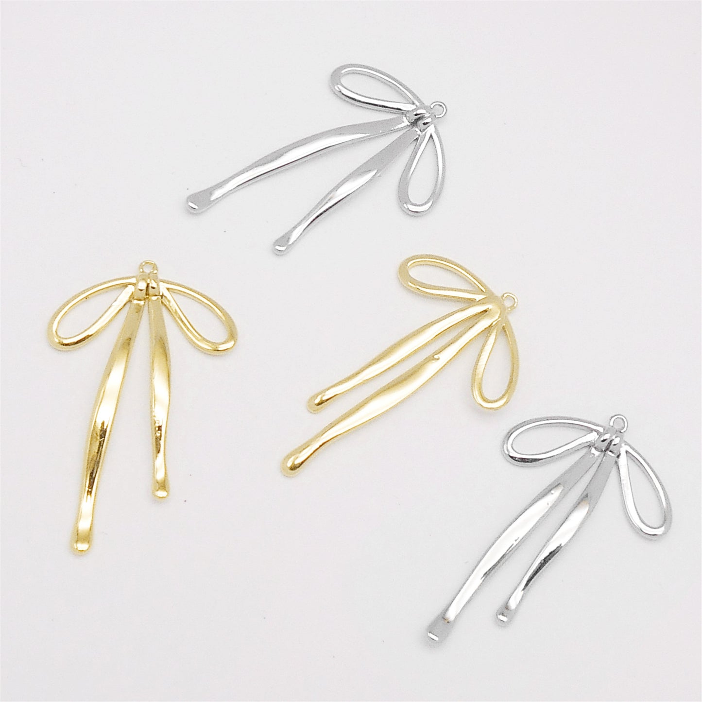 1 Piece 33x21mm Quality Plated Gold & Silver Color Bow Charms Brass Bowknot Pendants for Earring Necklace Bracelet Making DIY Jewelry Accessories