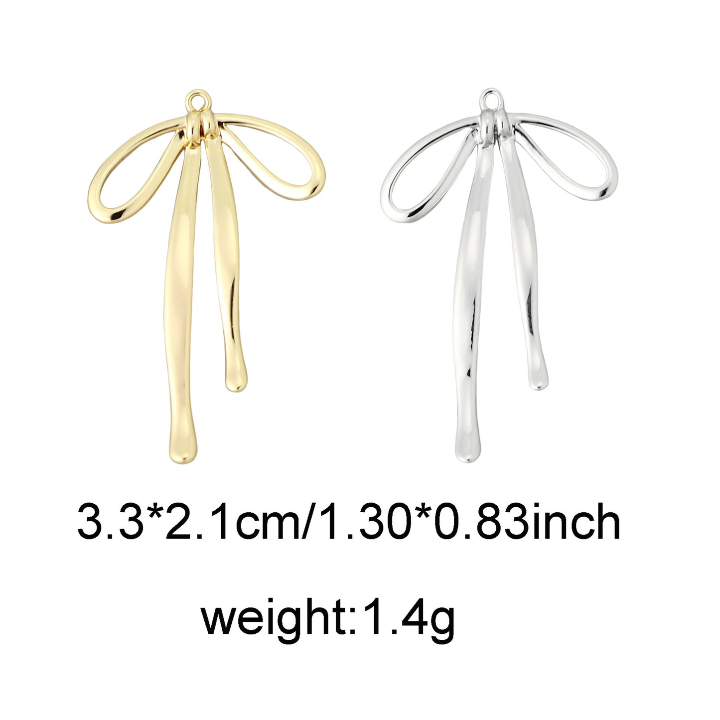 1 Piece 33x21mm Quality Plated Gold & Silver Color Bow Charms Brass Bowknot Pendants for Earring Necklace Bracelet Making DIY Jewelry Accessories