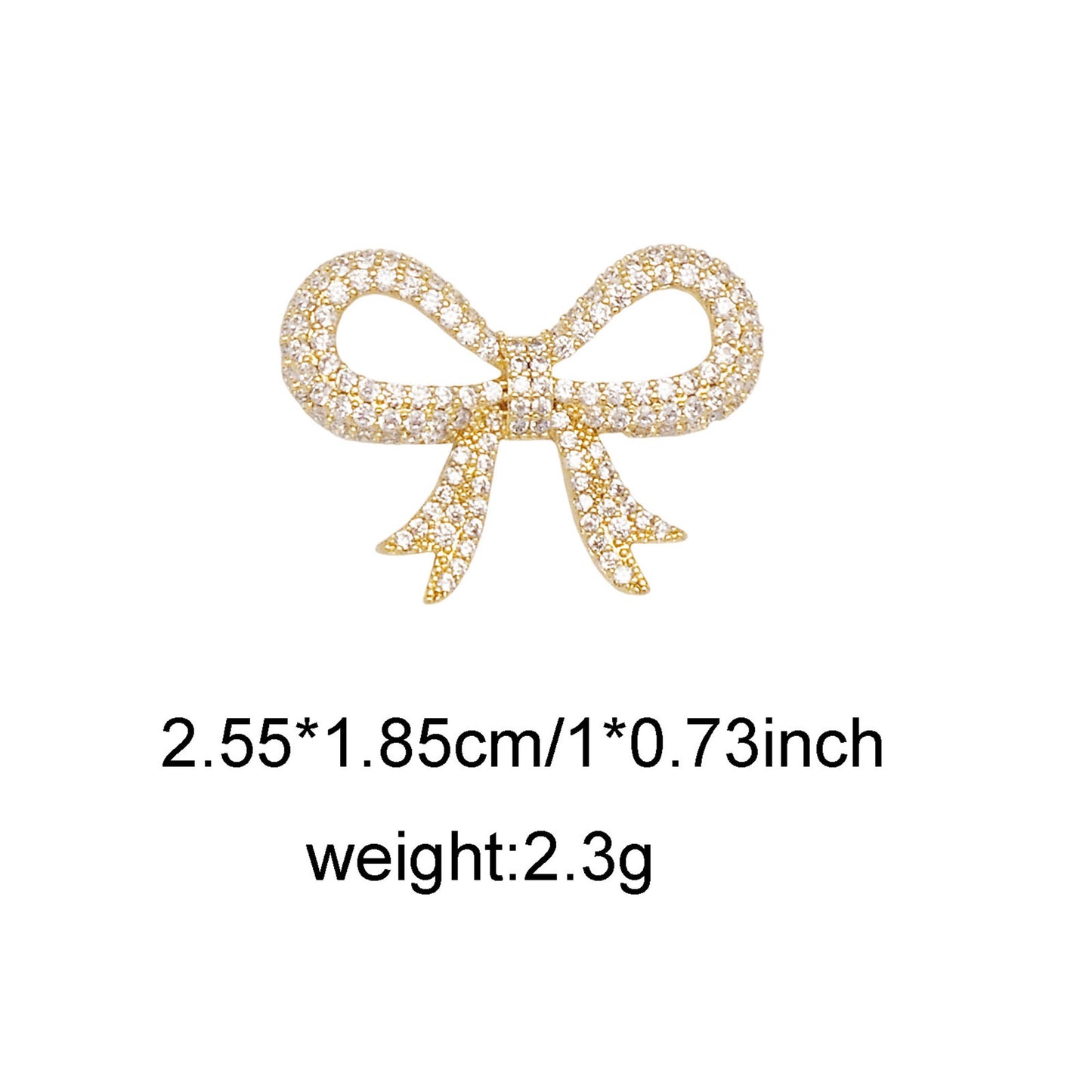1 Piece Gold & Silver Color Bow Charms with Zircon Rhinestones Crystal Embellished Bowknot Pendant Connector Copper for Jewelry Bracelet Earring Necklace Making 25.5*18.5mm