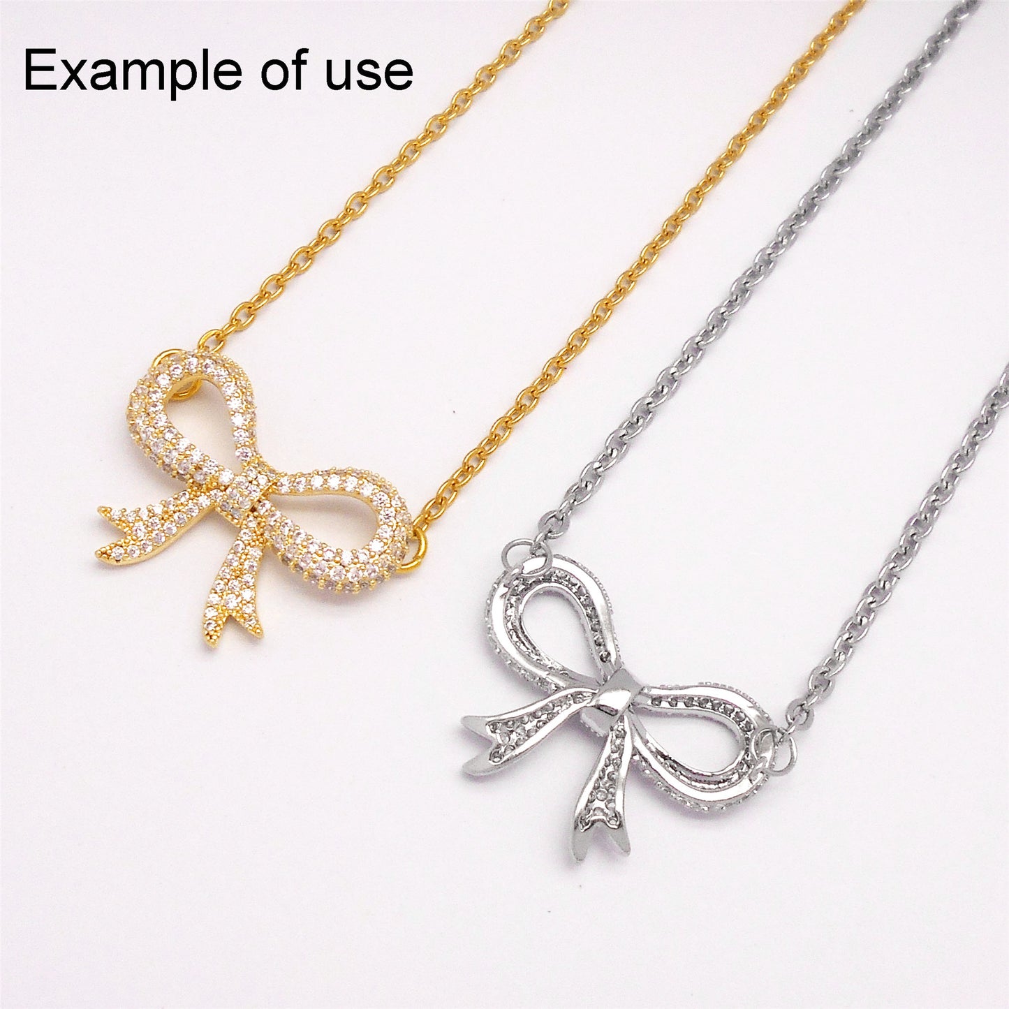1 Piece Gold & Silver Color Bow Charms with Zircon Rhinestones Crystal Embellished Bowknot Pendant Connector Copper for Jewelry Bracelet Earring Necklace Making 25.5*18.5mm