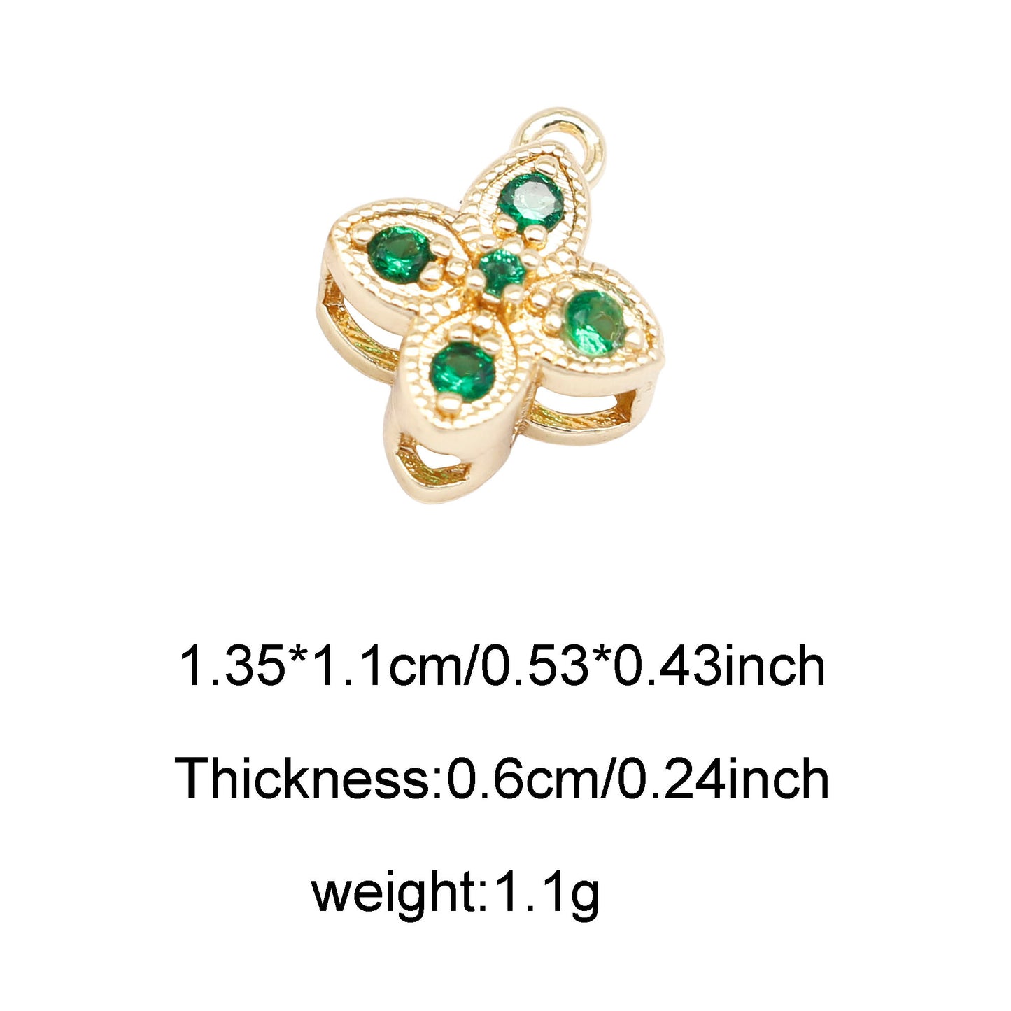 1/2pcs 13.5*11mm Quality Plated Golden Copper Four-leaf Clover Charms Zircon Crystal Embellished Lucky Jewelry Pendants for Necklace Bracelet Earring Making Accessories
