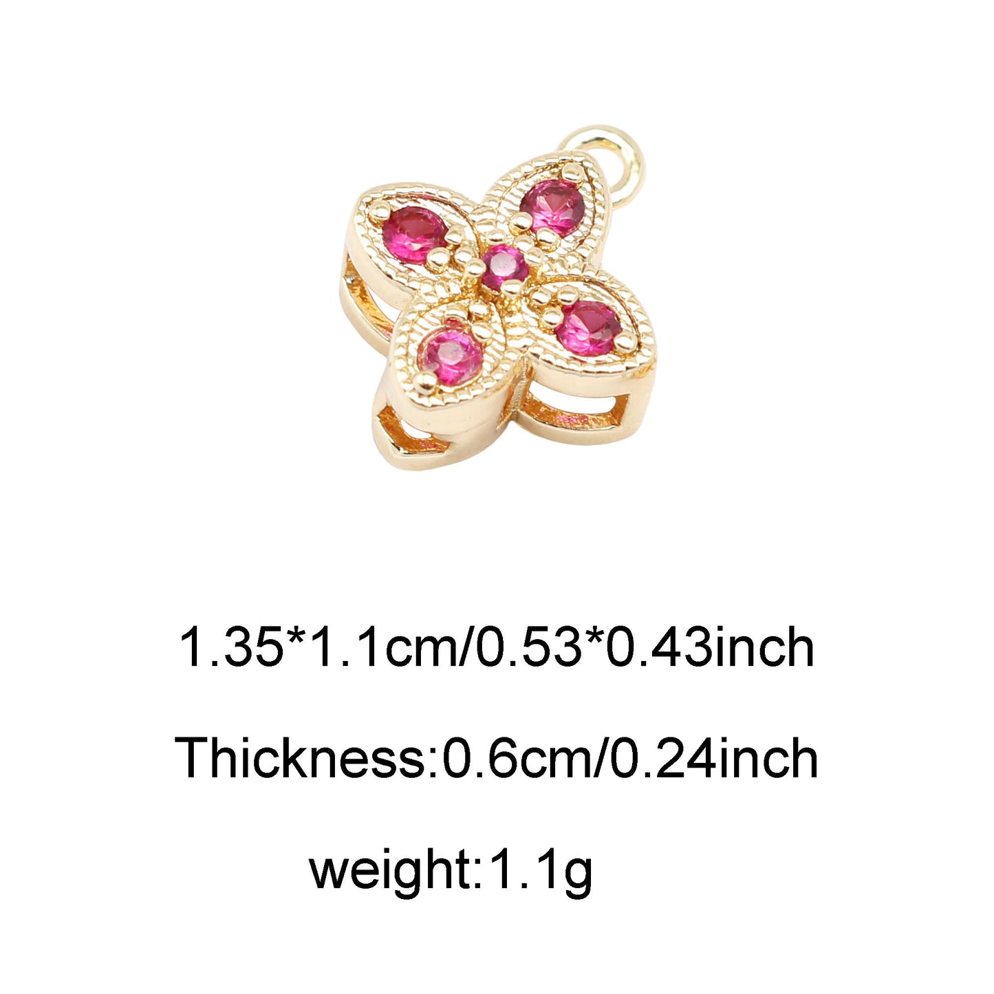 1/2pcs 13.5*11mm Quality Plated Golden Copper Four-leaf Clover Charms Zircon Crystal Embellished Lucky Jewelry Pendants for Necklace Bracelet Earring Making Accessories