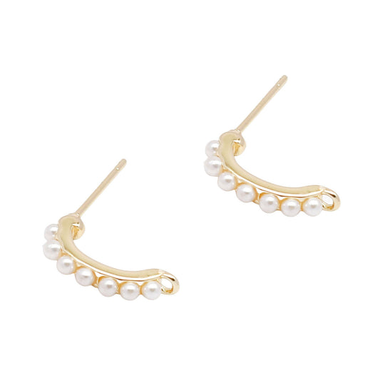 1 Pair 18*13mm Gold Color Brass Ear Post with Loop for Charms Imitation Pearl Embellished Stud Earring Women Hypoallergenic Earring Piercing Jewelry