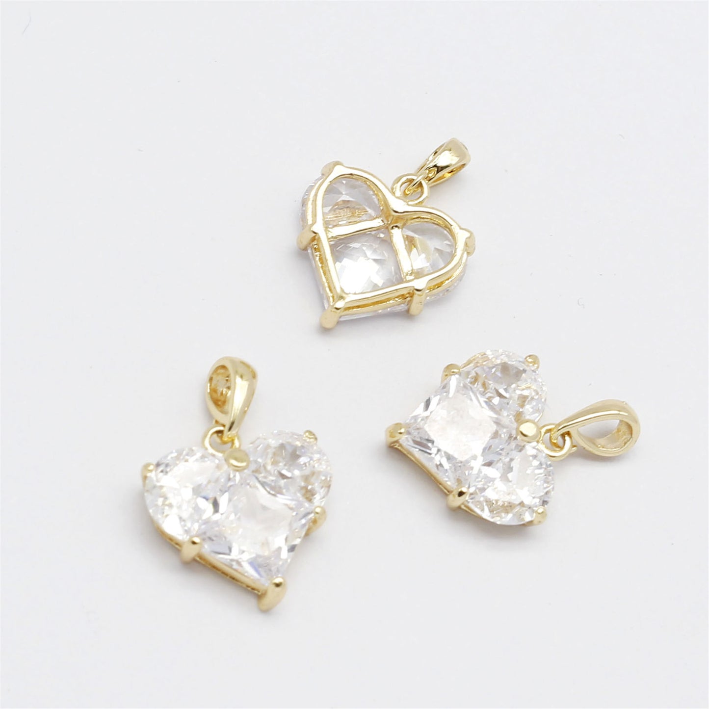 1 Piece 20*14mm Gold Tone Brass Charms Zircon Crystal Love Heart Pendants for Jewelry Making Necklace Bracelet Earring Decor DIY Crafts