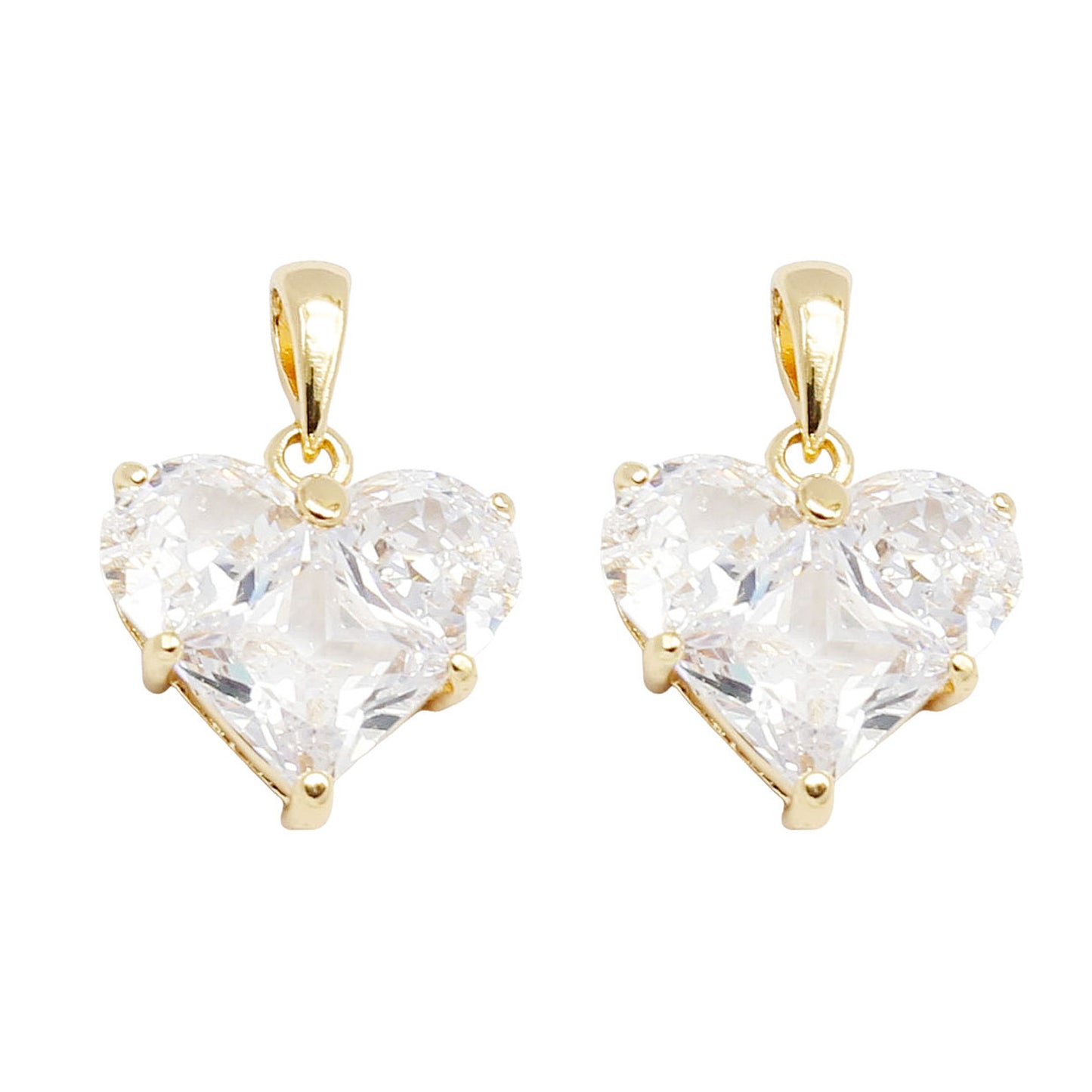 1 Piece 20*14mm Gold Tone Brass Charms Zircon Crystal Love Heart Pendants for Jewelry Making Necklace Bracelet Earring Decor DIY Crafts