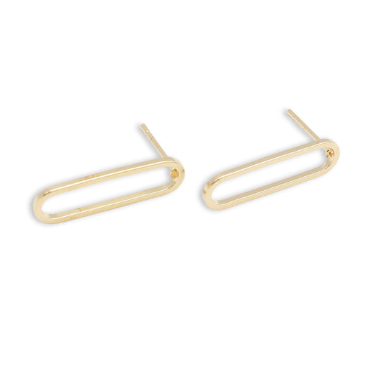1 Pair 20*6mm Color-lasting Gold Tone Brass Ear Posts Oval Hoop Stud Earrings Hypoallergenic Women Ear Piercing Jewelry