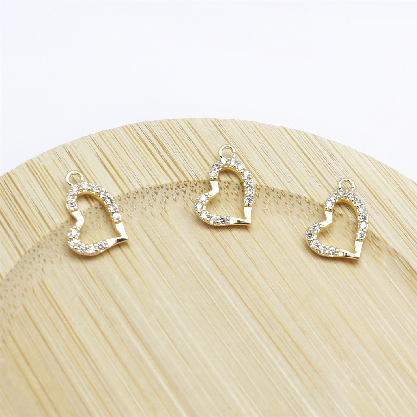 1 Piece 12*8mm Gold Color Crystal Heart Charms Rhinestones Embellished Copper Jewelry Pendants for Necklace Bracelet Earring Making Accessories