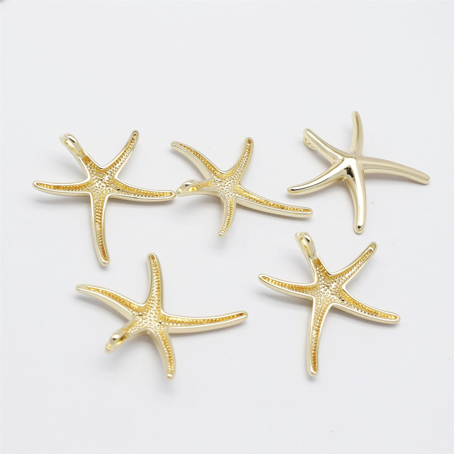 1 Piece 28.5*31mm Quality Plated Gold Tone Copper Sea Star Charms Matte Starfish Pendants for Necklace Bracelet Earring Making DIY Jewelry Crafts Decor