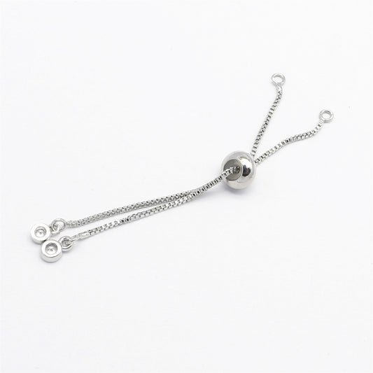 1 Piece 70mm Silver Color Jewelry Chain with Silicone Beads Copper Adjustable Extension Chains for Necklace Bracelet Accessories