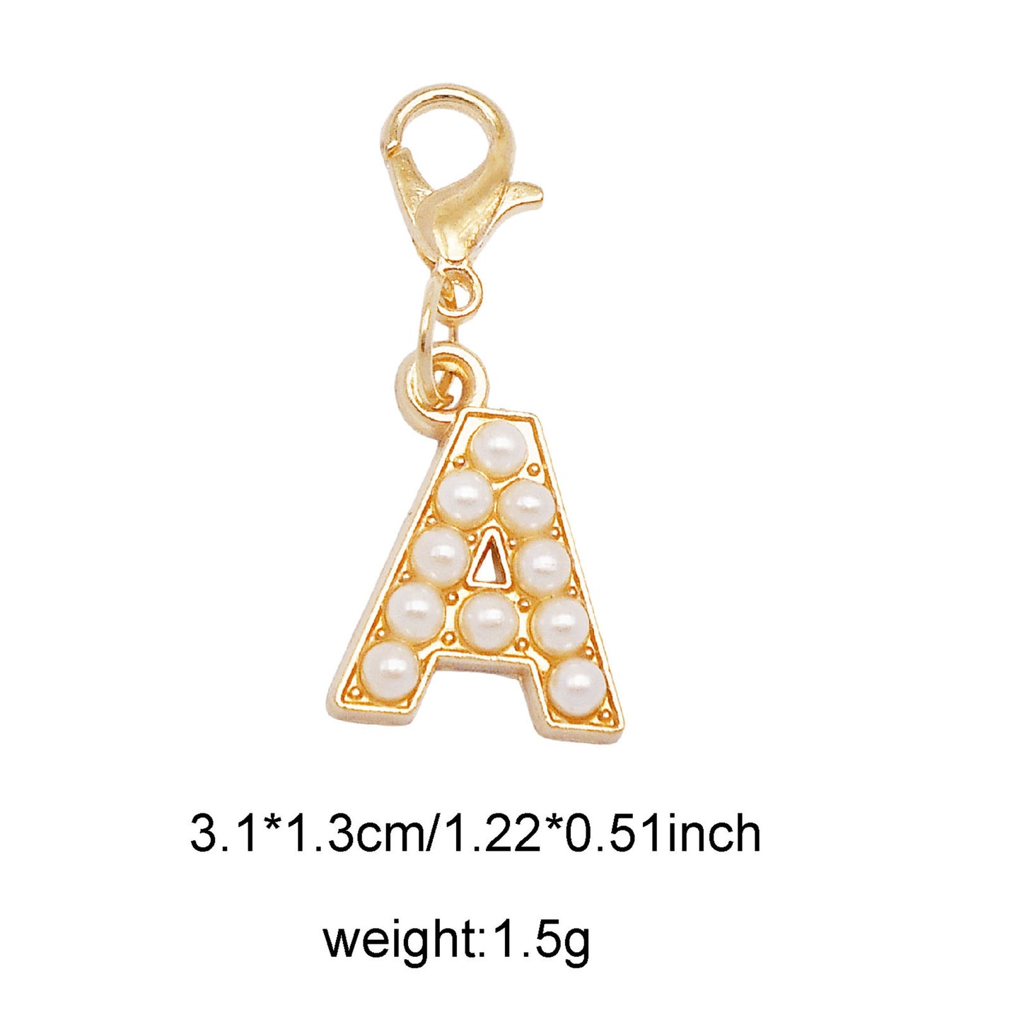 1/26pcs Alphabet A-Z Letters Charms Faux Pearl Embellished Alloy Pendants for Jewelry Making Accessories Ladies Bags Clothes Shoes DIY Crafts Decor