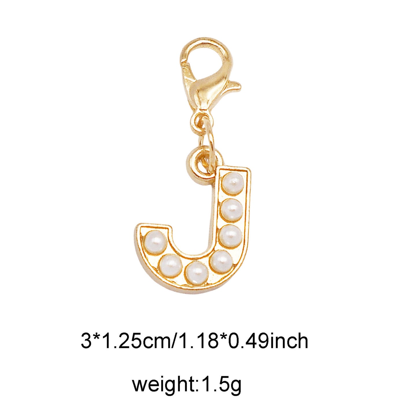 1/26pcs Alphabet A-Z Letters Charms Faux Pearl Embellished Alloy Pendants for Jewelry Making Accessories Ladies Bags Clothes Shoes DIY Crafts Decor