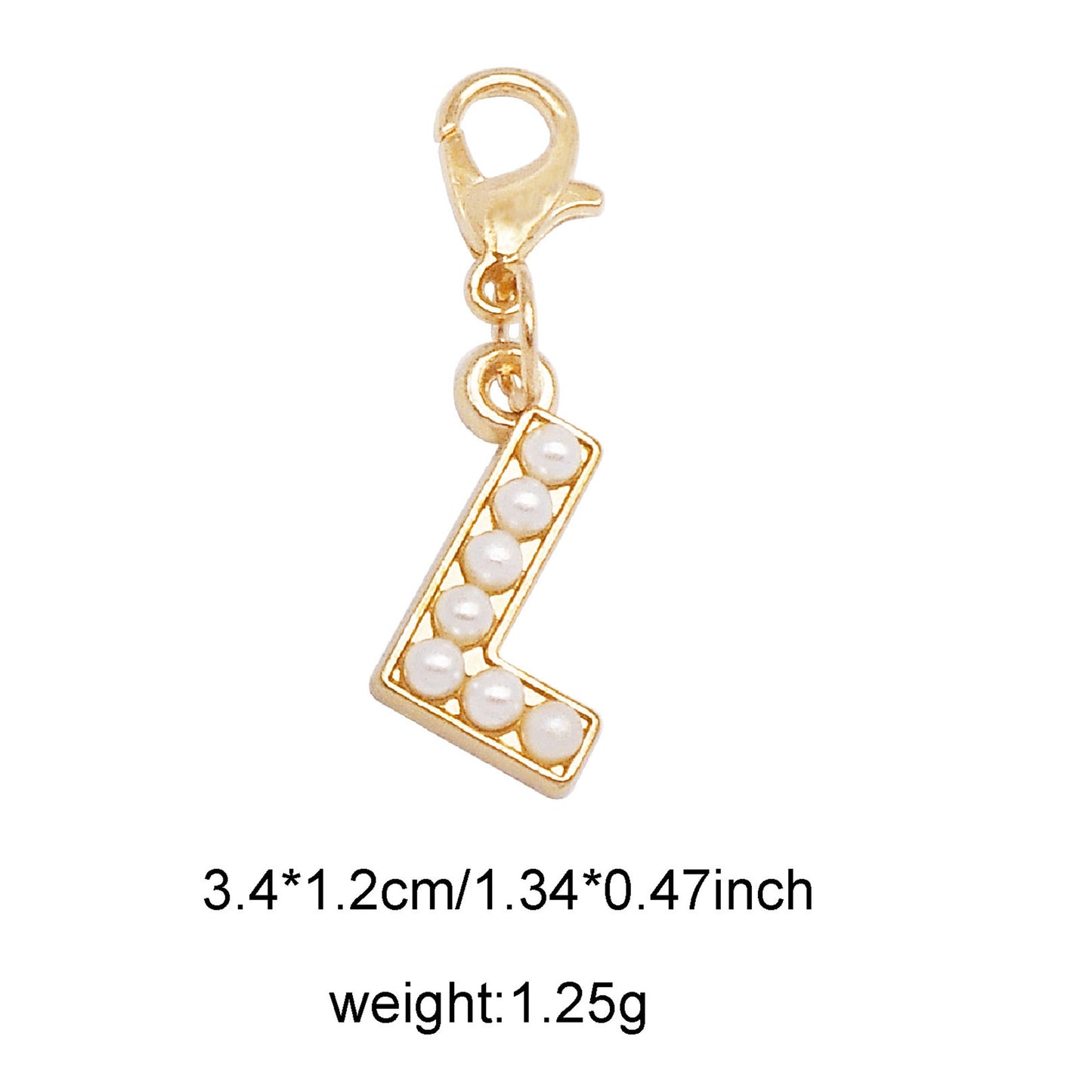 1/26pcs Alphabet A-Z Letters Charms Faux Pearl Embellished Alloy Pendants for Jewelry Making Accessories Ladies Bags Clothes Shoes DIY Crafts Decor