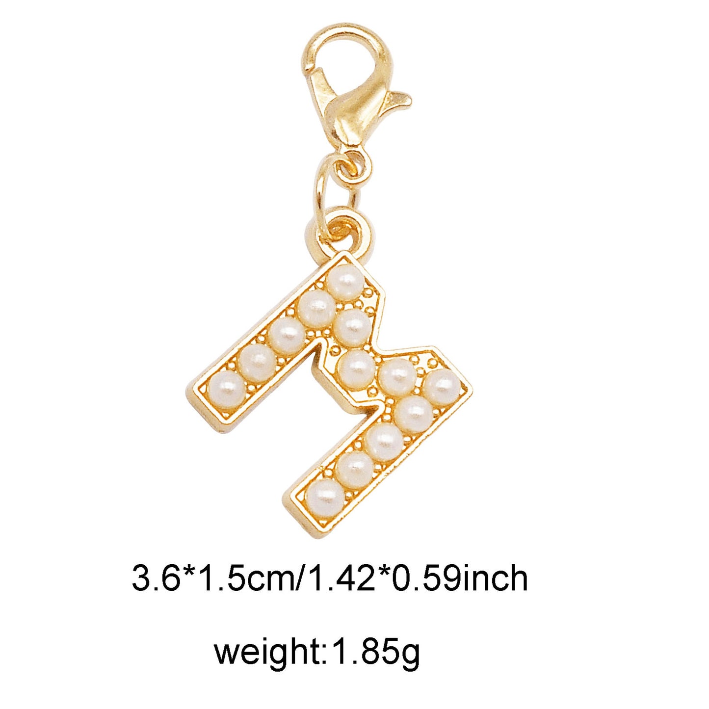 1/26pcs Alphabet A-Z Letters Charms Faux Pearl Embellished Alloy Pendants for Jewelry Making Accessories Ladies Bags Clothes Shoes DIY Crafts Decor