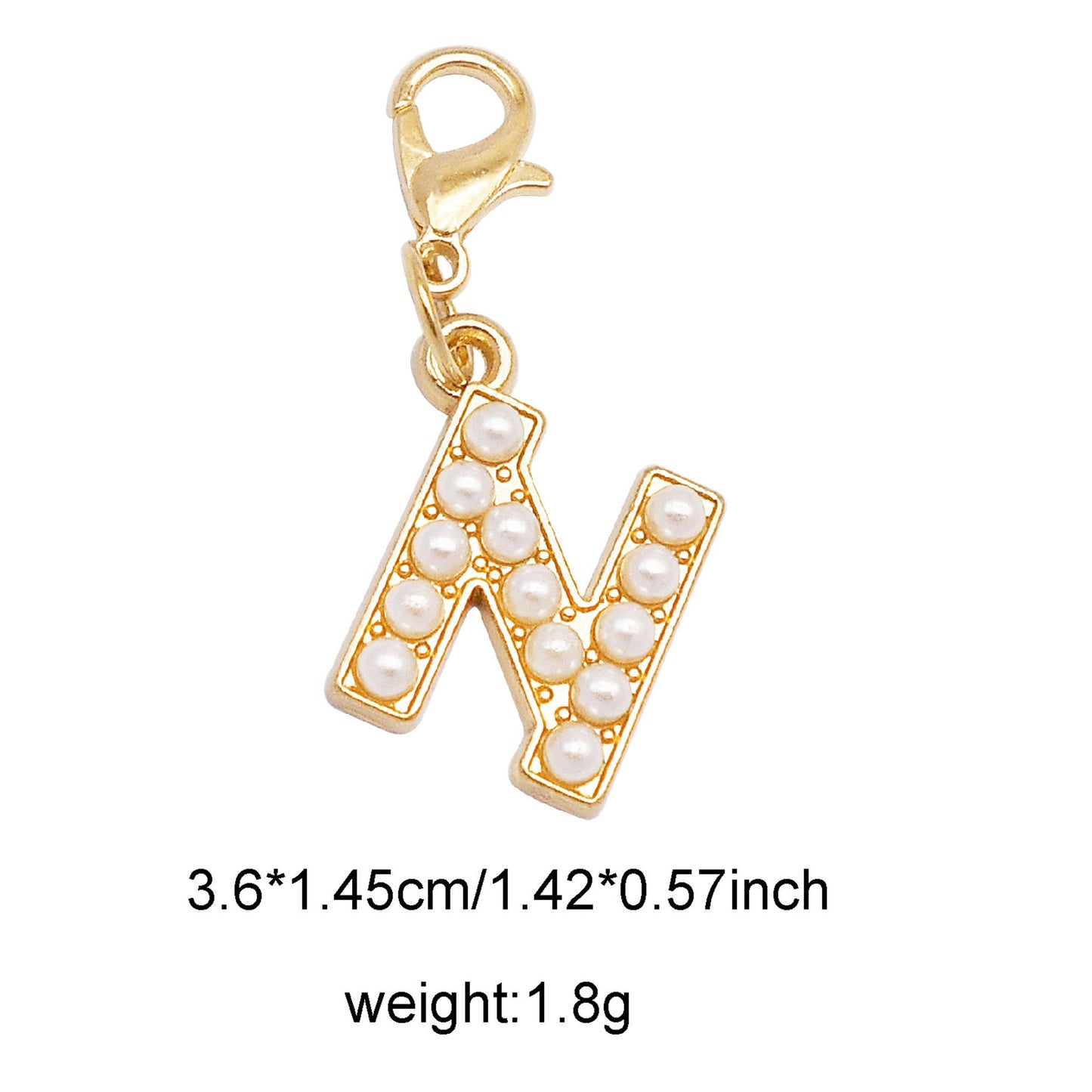 1/26pcs Alphabet A-Z Letters Charms Faux Pearl Embellished Alloy Pendants for Jewelry Making Accessories Ladies Bags Clothes Shoes DIY Crafts Decor