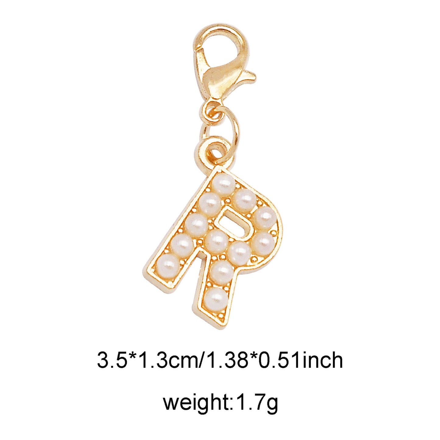 1/26pcs Alphabet A-Z Letters Charms Faux Pearl Embellished Alloy Pendants for Jewelry Making Accessories Ladies Bags Clothes Shoes DIY Crafts Decor