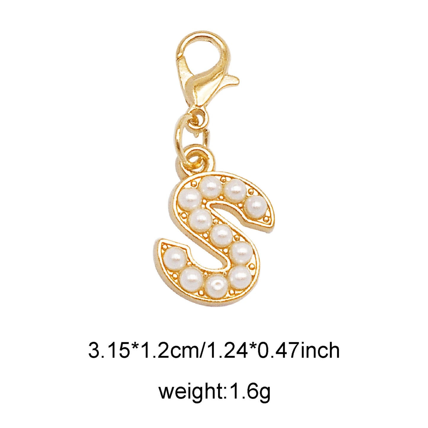 1/26pcs Alphabet A-Z Letters Charms Faux Pearl Embellished Alloy Pendants for Jewelry Making Accessories Ladies Bags Clothes Shoes DIY Crafts Decor