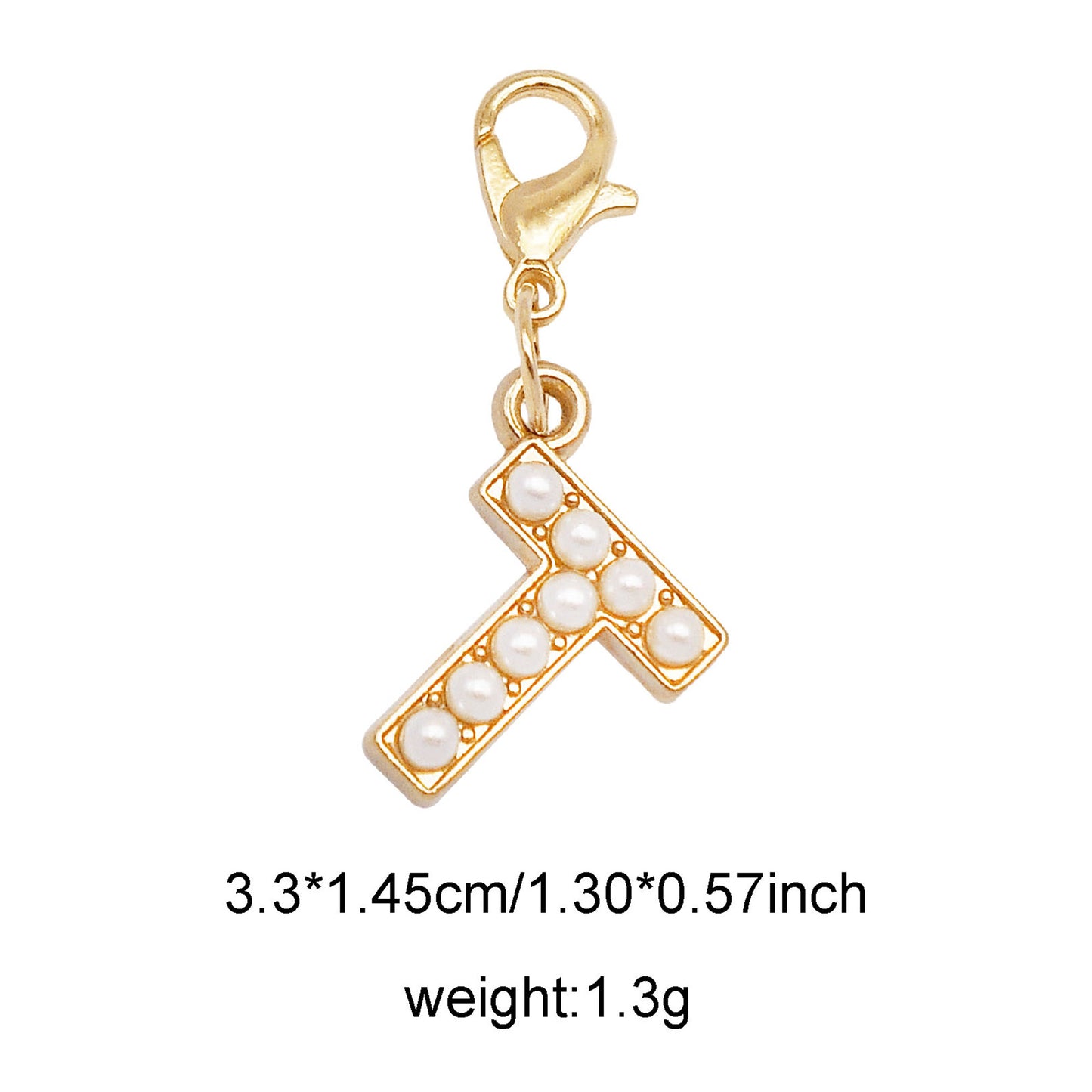 1/26pcs Alphabet A-Z Letters Charms Faux Pearl Embellished Alloy Pendants for Jewelry Making Accessories Ladies Bags Clothes Shoes DIY Crafts Decor