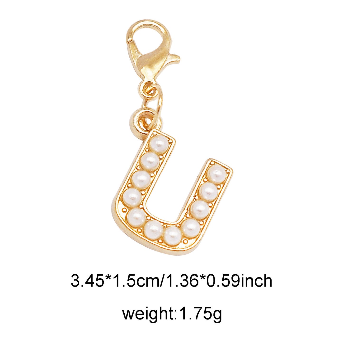 1/26pcs Alphabet A-Z Letters Charms Faux Pearl Embellished Alloy Pendants for Jewelry Making Accessories Ladies Bags Clothes Shoes DIY Crafts Decor