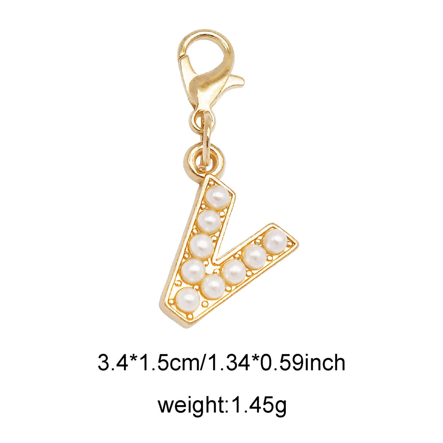 1/26pcs Alphabet A-Z Letters Charms Faux Pearl Embellished Alloy Pendants for Jewelry Making Accessories Ladies Bags Clothes Shoes DIY Crafts Decor