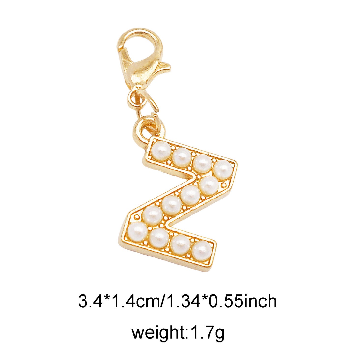 1/26pcs Alphabet A-Z Letters Charms Faux Pearl Embellished Alloy Pendants for Jewelry Making Accessories Ladies Bags Clothes Shoes DIY Crafts Decor