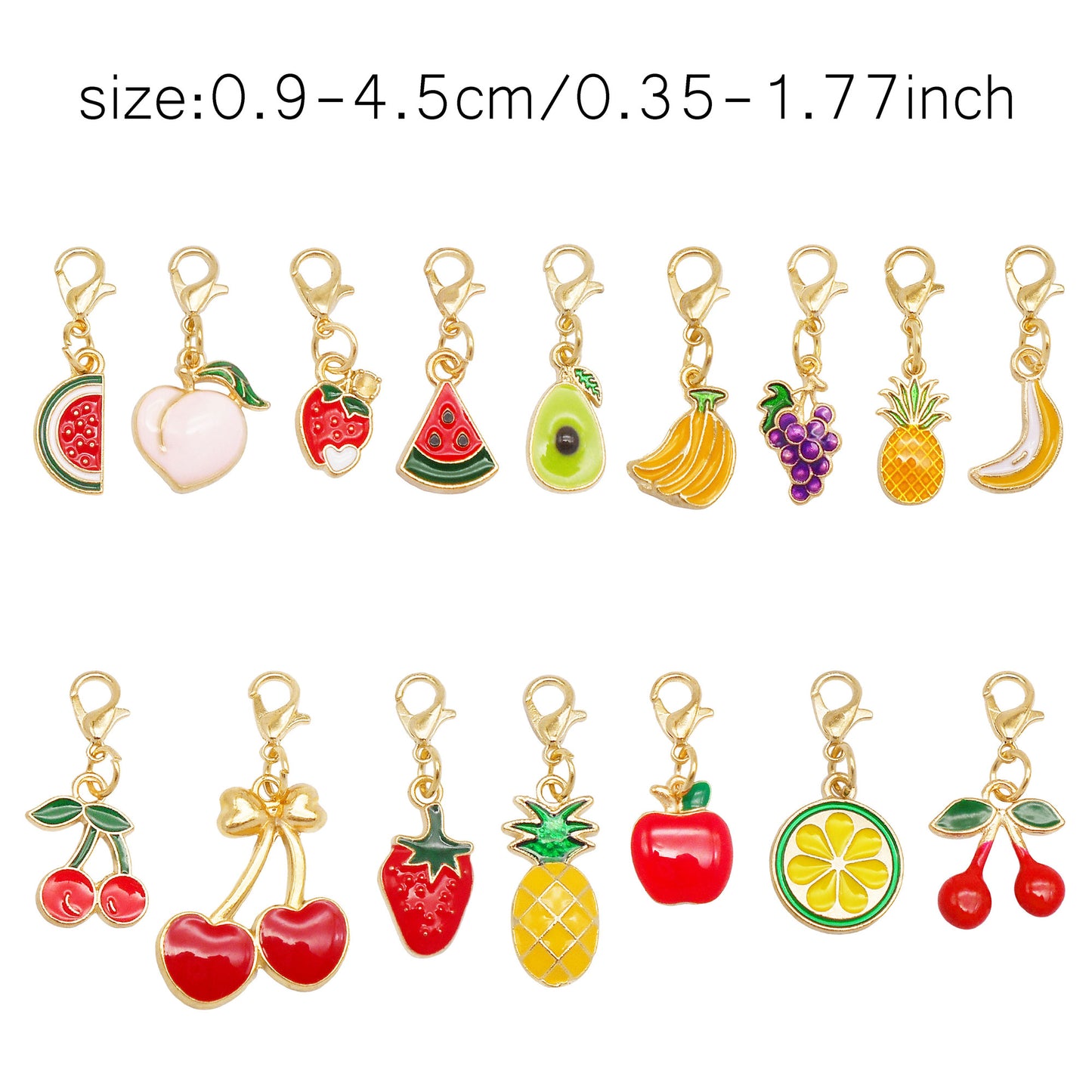 1 Piece Handmade Metal Alloy Cherry Apple Pear Charms with Lobster Clasp Enamel Fruit Pendants Keychains Dangle Necklace Bracelet Earring Jewelry Making Accessories Shoes Bags Decor
