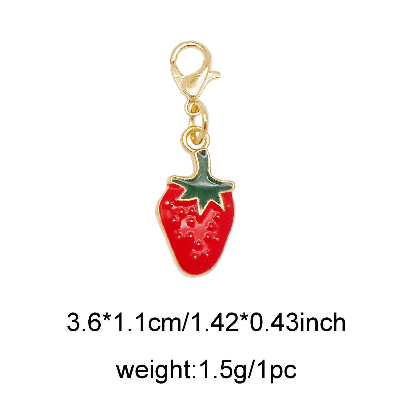 1 Piece Handmade Metal Alloy Cherry Apple Pear Charms with Lobster Clasp Enamel Fruit Pendants Keychains Dangle Necklace Bracelet Earring Jewelry Making Accessories Shoes Bags Decor