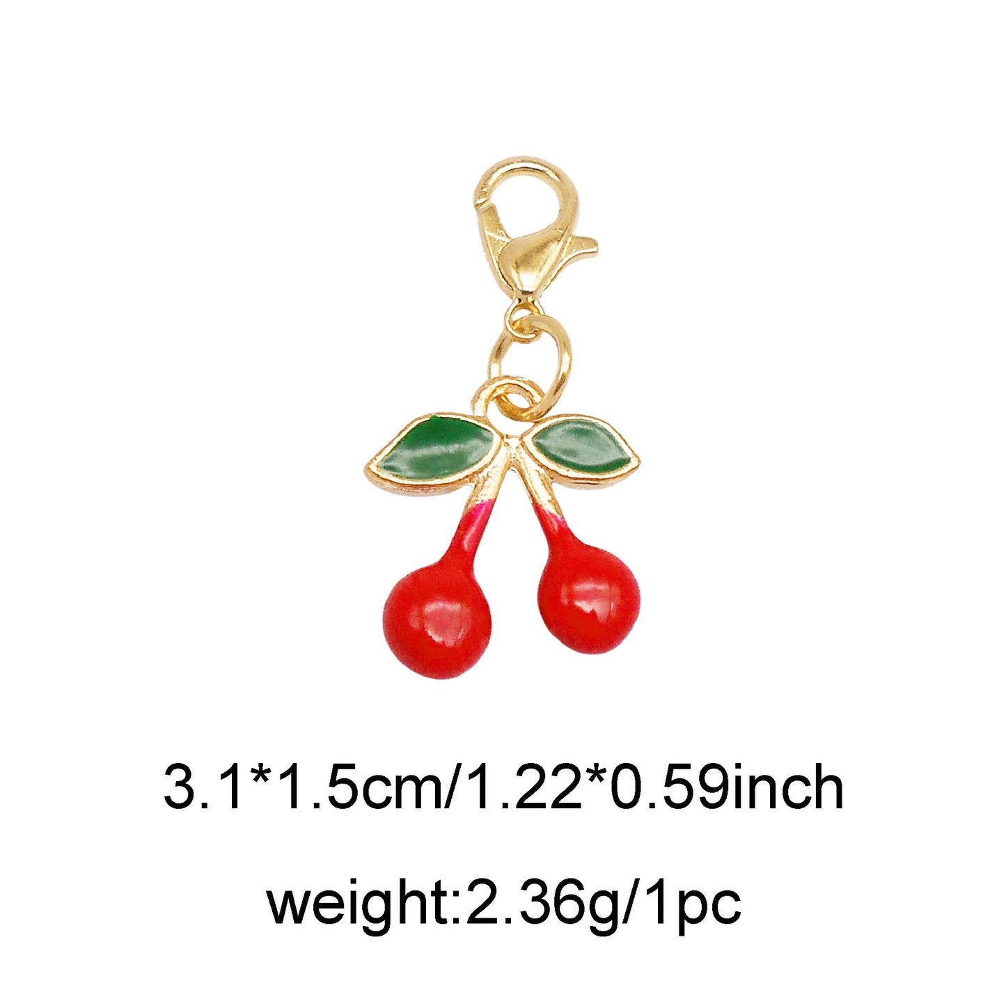 1 Piece Handmade Metal Alloy Cherry Apple Pear Charms with Lobster Clasp Enamel Fruit Pendants Keychains Dangle Necklace Bracelet Earring Jewelry Making Accessories Shoes Bags Decor