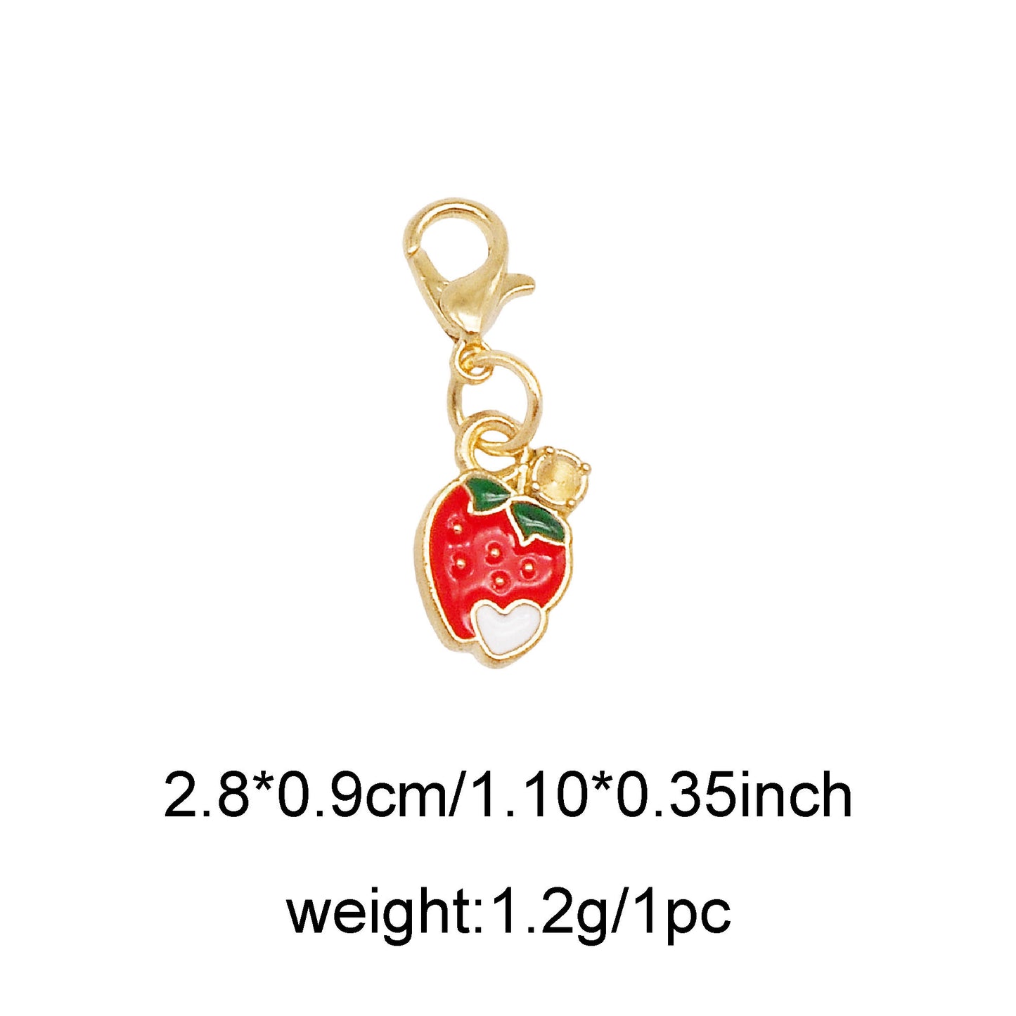 1 Piece Handmade Metal Alloy Cherry Apple Pear Charms with Lobster Clasp Enamel Fruit Pendants Keychains Dangle Necklace Bracelet Earring Jewelry Making Accessories Shoes Bags Decor