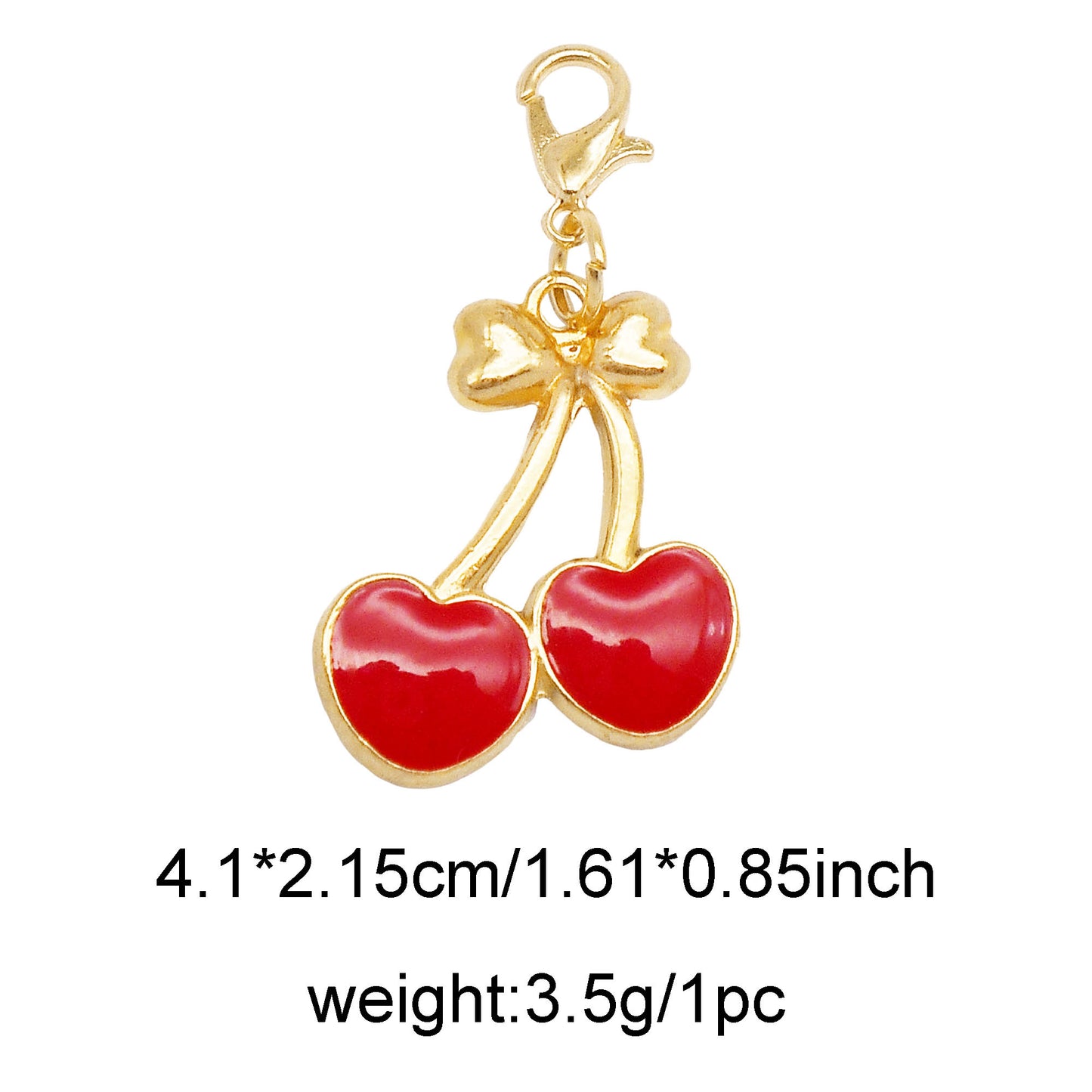 1 Piece Handmade Metal Alloy Cherry Apple Pear Charms with Lobster Clasp Enamel Fruit Pendants Keychains Dangle Necklace Bracelet Earring Jewelry Making Accessories Shoes Bags Decor