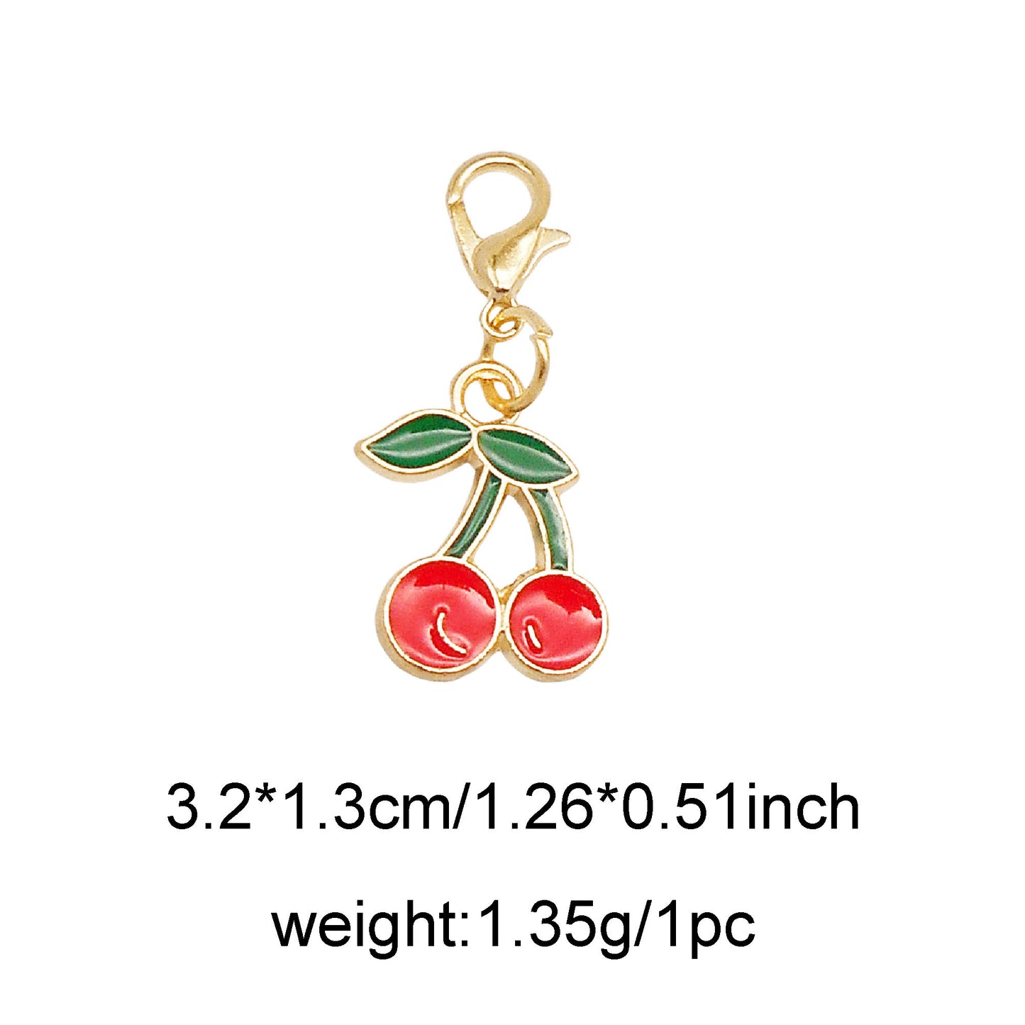 1 Piece Handmade Metal Alloy Cherry Apple Pear Charms with Lobster Clasp Enamel Fruit Pendants Keychains Dangle Necklace Bracelet Earring Jewelry Making Accessories Shoes Bags Decor