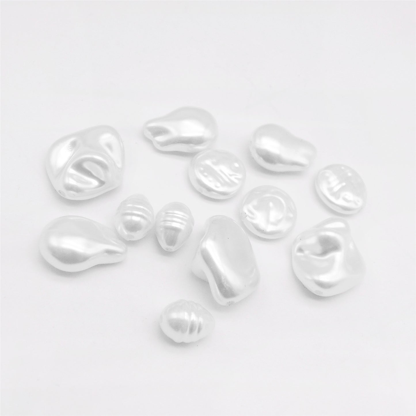 20pcs White Plastic Beads Irregular Imitation Pearl Spacer Loose Beads for Necklace Bracelet Jewelry Making Accessories DIY Crafts Supplies