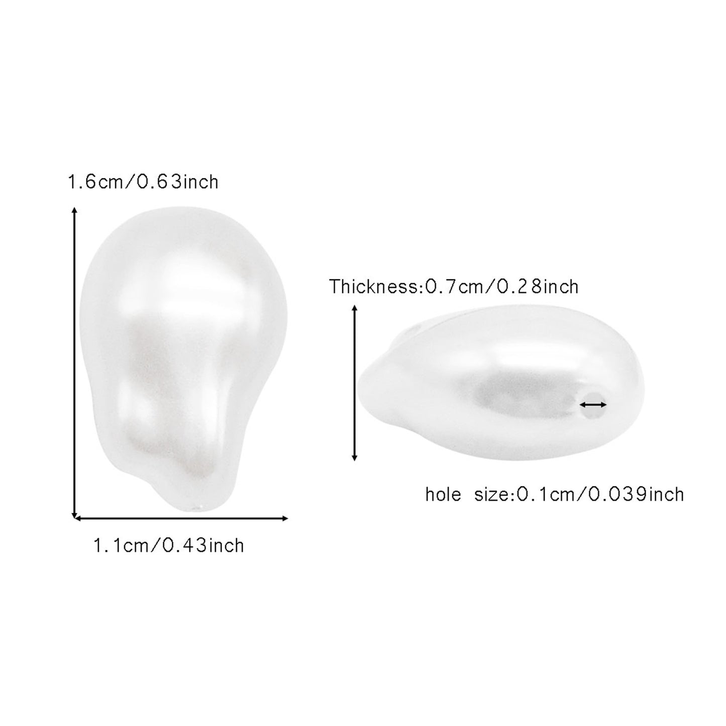 20pcs White Plastic Beads Irregular Imitation Pearl Spacer Loose Beads for Necklace Bracelet Jewelry Making Accessories DIY Crafts Supplies