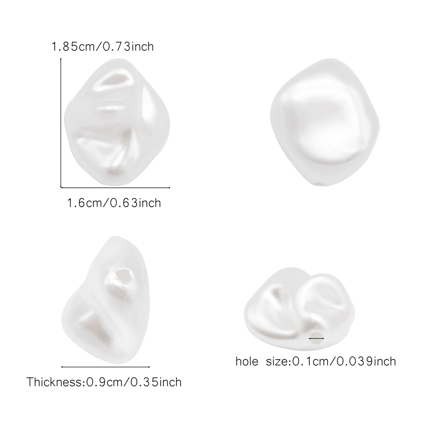 20pcs White Plastic Beads Irregular Imitation Pearl Spacer Loose Beads for Necklace Bracelet Jewelry Making Accessories DIY Crafts Supplies